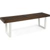 Christopher Knight Home Joa Patio Dining Bench, Acacia Wood with Iron Legs, Modern, Contemporary, Dark Brown and White, Wash