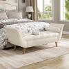 Christopher Knight Home Jolie Modern Velvet Upholstered Ottoman Bench with Pillow, Wooden Bedroom End of Bed Bench, Entryway Ottoman Foot Rest, Living Room Sofa Extra Seat, Purple(Beige)