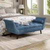 Christopher Knight Home Jolie Modern Velvet Upholstered Ottoman Bench with Pillow, Wooden Bedroom End of Bed Bench, Entryway Ottoman Foot Rest, Living Room Sofa Extra Seat, Purple(Blue)