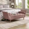 Christopher Knight Home Jolie Modern Velvet Upholstered Ottoman Bench with Pillow, Wooden Bedroom End of Bed Bench, Entryway Ottoman Foot Rest, Living Room Sofa Extra Seat, Purple(Pink)