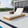 Christopher Knight Home Jossie Acacia Wood Chaise Lounge Chair Outdoor, Adjustable Backrest Sun Lounger Recliner, Patio Outdoor Chaise Lounge with 4″ Thick Water-Resistant Cushions, Teak+Cream