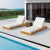 Christopher Knight Home Jossie Acacia Wood Chaise Lounge Chair Outdoor Set of 2, Adjustable Backrest Sun Lounger Recliner, Patio Outdoor Chaise Lounge with 4″ Thick Water-Resistant Cushion,Teak+Cream