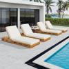 Christopher Knight Home Jossie Acacia Wood Chaise Lounge Chair Outdoor Set of 4, Adjustable Backrest Sun Lounger Recliner, Patio Outdoor Chaise Lounge with 4″ Thick Water-Resistant Cushion,Teak+Cream