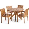 Christopher Knight Home Kally Outdoor Five Piece Acacia Dining Set, Teak Finish