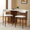Christopher Knight Home Kanavi 25.5”H Set of 2 Counter Stools with Upholstered Seats, Modern Counter Height Bar Stools with Curved Open Backrest, Iron Armless Barchairs and Gold Trim, Beige + Brown(Beige + Brown)