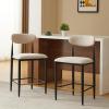 Christopher Knight Home Kanavi 25.5”H Set of 2 Counter Stools with Upholstered Seats, Modern Counter Height Bar Stools with Curved Open Backrest, Iron Armless Barchairs and Gold Trim, Beige + Brown(Beige + Black)
