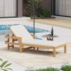 Christopher Knight Home Kayas Acacia Wood Chaise Lounge with Adjustable Backrest, 77.5″ Outdoor Sun Lounger with Cushion, Modern Patio Lounger Recliner Chair for Poolside Lawn, Light Teak+Gray, 1PCS(Light Teak+cream 1pcs)