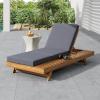 Christopher Knight Home Kayes Chaise Lounge Chair Outdoor, Acacia Wood Poolside Sun Lounger, 79” Patio Recliner Chair, Adjustable Backrest Single Lounge Sofa for Garden Backyard, Teak (Frame Only)(Teak+dark Gray  4” Triple Folds Cushion)