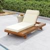 Christopher Knight Home Kayes Chaise Lounge Chair Outdoor, Acacia Wood Poolside Sun Lounger, 79” Patio Recliner Chair, Adjustable Backrest Single Lounge Sofa for Garden Backyard, Teak (Frame Only)(Teak+beige 4” Four-folds Cushion)