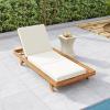 Christopher Knight Home Kayes Chaise Lounge Chair Outdoor, Acacia Wood Poolside Sun Lounger, 79” Patio Recliner Chair, Adjustable Backrest Single Lounge Sofa for Garden Backyard, Teak (Frame Only)(Teak+cream  4” Triple Folds Cushion)