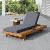 Christopher Knight Home Kayes Chaise Lounge Chair Outdoor, Acacia Wood Poolside Sun Lounger, 79” Patio Recliner Chair, Adjustable Backrest Single Lounge Sofa for Garden Backyard, Teak (Frame Only)(Teak+dark Gray 4” Cushion)