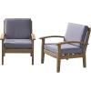 Christopher Knight Home Keanu Outdoor Wooden Club Chairs (Set of 2), Gray/Dark Gray