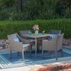 Christopher Knight Home Keen Outdoor 5 Piece Wood and Wicker Dining Set, Gray Finish/Gray