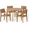 Christopher Knight Home Keth Outdoor 5 Piece Acacia Wood Dining Set, Teak Finish