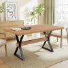 Christopher Knight Home Keyats 63 Inch Dining Table for 6 People, Modern Farmhouse Kitchen Table with X-Shaped Metal Legs, Rectangular Dinner Furniture for Dining Room, Home Office, Natural(Natural)