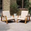 Christopher Knight Home Kuro Acacia Wood Adirondack Chairs Set of 2, Lounge Chair Outdoor with Slatted Design, Patio Chair with Cushion, Extra Seating for Balcony Backyard Garden, Teak + Beige(Teak + Beige)