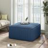 Christopher Knight Home Kyle Corduroy Woven Upholstery Square Ottoman, Living Room Sofa Ottoman with Wood Frame, Comfy Seating Experience with Dense Foam Padding, Non-Marking Foot Caps, Olive Green(Navy Blue  Corduroy)
