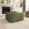 Christopher Knight Home Kyle Corduroy Woven Upholstery Square Ottoman, Living Room Sofa Ottoman with Wood Frame, Comfy Seating Experience with Dense Foam Padding, Non-Marking Foot Caps, Olive Green(Olive Green corduroy)