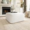 Christopher Knight Home Kyle Corduroy Woven Upholstery Square Ottoman, Living Room Sofa Ottoman with Wood Frame, Comfy Seating Experience with Dense Foam Padding, Non-Marking Foot Caps, Olive Green(Cream  Velvet)