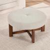 Christopher Knight Home Ladin Modern Round Ottoman Coffee Table, Faux Leather Cocktail Ottoman for Living Room Sofa, Entryway Comfortable Footstool, Wooden Ottoman Foot Rest, Dark Brown+Walnut(Beige+brown)