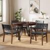 Christopher Knight Home Lakka 5 Piece Wooden Dining Table Set for 4, Faux Leather Upholstered Dining Chairs Set of 4 and Table Set, Round Dining Table and Chair Set for Home/Apartment,Black+Dark Brown(Black+dark Brown)