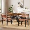 Christopher Knight Home Lakka 5 Piece Wooden Dining Table Set for 4, Faux Leather Upholstered Dining Chairs Set of 4 and Table Set, Round Dining Table and Chair Set for Home/Apartment,Black+Dark Brown(Black+brown)