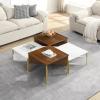 Christopher Knight Home Lana Wooden Nesting Coffee Table Set of 4, Mid Century Modern Square Living Room Table, Free Adjustable Shape Table, Versatile and Stylish Living Room Furniture, White + Walnut(White + Walnut)