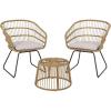 Christopher Knight Home Lemere Chat Set, Light Brown + Beige + Black