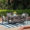 Christopher Knight Home Liam Outdoor 7 Piece Wicker Dining Set, Grey