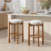 Christopher Knight Home Lilac Modern Counter Height Bar Stools Set of 2, Fabric Round Stool Chair for Kitchen Island, Wood Dining Room Chair, Upholstered Counter Stool with Footrest,Dark Walnut+Ivory(Walnut+ivory)