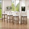 Christopher Knight Home Lilac Modern Counter Height Bar Stools Set of 4, Fabric Round Stool Chair for Kitchen Island, Wooden Dining Room Chair, Upholstered Counter Stool with Footrest, Walnut+Ivory(Dark Walnut+ivory)