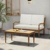 Christopher Knight Home Lina Patio Acacia Wood Conversation Set, Outdoor Loveseat with Coffee Table, Outdoor Chat Set Seating Group, 2 Piece Sofa Seating Group with Cushions, Beige + Natural