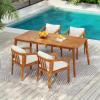 Christopher Knight Home Linda Patio Acacia Wood Dining Table Set for 4, Outdoor Rectangular Dinner Table and Chairs Set with Slatted Panel Design, Outdoor Furniture Set for Garden, Natural