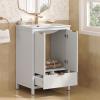 Christopher Knight Home Lisa 24 Inch Bathroom Vanity with Sink and Single Faucet Hole, Wooden Vanity Organizer with Spacious Shelf and Drawer, Bathroom Storage Cabinet with Textured Door Panel, White(White)
