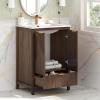 Christopher Knight Home Lisa 24 Inch Bathroom Vanity with Sink and Single Faucet Hole, Wooden Vanity Organizer with Spacious Shelf and Drawer, Bathroom Storage Cabinet with Textured Door Panel, White(Brown)