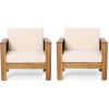 Christopher Knight Home Louver Club Chairs, Dark Gray(Teak + Cream)
