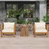Christopher Knight Home Lucy Acacia Wood Outdoor Patio Furniture Set, 3 Pieces Patio Set, Round Side Table and ArmChairs Conversation Set with Cushion for Garden Lawn Balcony, Dark Gray + Light Teak(Beige + Light Teak)