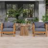 Christopher Knight Home Lucy Acacia Wood Outdoor Patio Furniture Set, 3 Pieces Patio Set, Round Side Table and ArmChairs Conversation Set with Cushion for Garden Lawn Balcony, Dark Gray + Light Teak(Dark Gray + Light Teak)