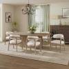 Christopher Knight Home Lumi Spacious Kitchen Table Chairs Set of 6, 7 Piece Dining Set with Chairs, Wooden Dining Table Set for 6, Comfy Upholstered Curved Back Armchairs, Beige + Light Natural