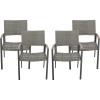 Christopher Knight Home Luton Outdoor Aluminum Dining Chairs with Faux Wood Accents and Faux Rattan Seats (Set of 4), Gray and Natural Brown