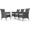 Christopher Knight Home Malta KD PE Wicker Dining Chairs, 4-Pcs Set, Grey