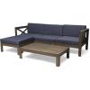 Christopher Knight Home Mamie Outdoor Acacia Wood 5 Piece Sofa Set, Gray Finish, Dark Gray
