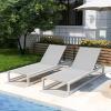 Christopher Knight Home Manila Outdoor Chaise Lounge Chairs Set of 2, Aluminum Chaise Lounge, Adjustable Backrest Chair, Mesh Seating Aluminum Frame for Patio Poolside Backyard, 400lbs Light Gray