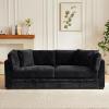 Christopher Knight Home Masie Chenille Upholstered 3 Seater Sofa Couch, Wooden Home Sofa Living Room, Comfy Cloud Couch for Bedroom, Home Office, Caramel Brown(Black)