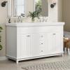 Christopher Knight Home Meril 47.25″ Bathroom Vanity with Resin Sink, Bathroom Vanity Storage Cabinet with Sink, Soft-Close 6 Drawers and 2 Doors with 2-Tier Shelves, Pinewood Leg Freestanding, White(57.50″)