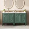 Christopher Knight Home Meril Bathroom Vanity Cabinets with Sinks Set of 2, Double Sink Combo Set Bathroom Vanity, Soft-Close Door with Storage Shelves and Drawers, Side Storage Shelves, Green(Green)