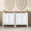 Christopher Knight Home Meril Bathroom Vanity Cabinets with Sinks Set of 2, Double Sink Combo Set Bathroom Vanity, Soft-Close Door with Storage Shelves and Drawers, Side Storage Shelves, Green(White)