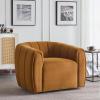 Christopher Knight Home Monroe Velvet Swivel Club Chair, Armchair with 360-Degree Rotation, Upholstered Barrel Swivel Sofa Chair for Living Room, Tufted Back, Thick Cushion, Iron Base, Dark Brown(Dark Yellow)