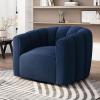 Christopher Knight Home Monroe Velvet Swivel Club Chair, Armchair with 360-Degree Rotation, Upholstered Barrel Swivel Sofa Chair for Living Room, Tufted Back, Thick Cushion, Iron Base, Dark Brown(Dark Blue)