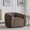 Christopher Knight Home Monroe Velvet Swivel Club Chair, Armchair with 360-Degree Rotation, Upholstered Barrel Swivel Sofa Chair for Living Room, Tufted Back, Thick Cushion, Iron Base, Dark Brown(Dark Brown)